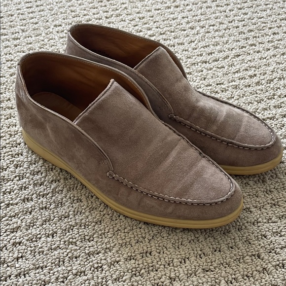 Loro Piana Taupe Suede Loafers - Picture 1 of 7